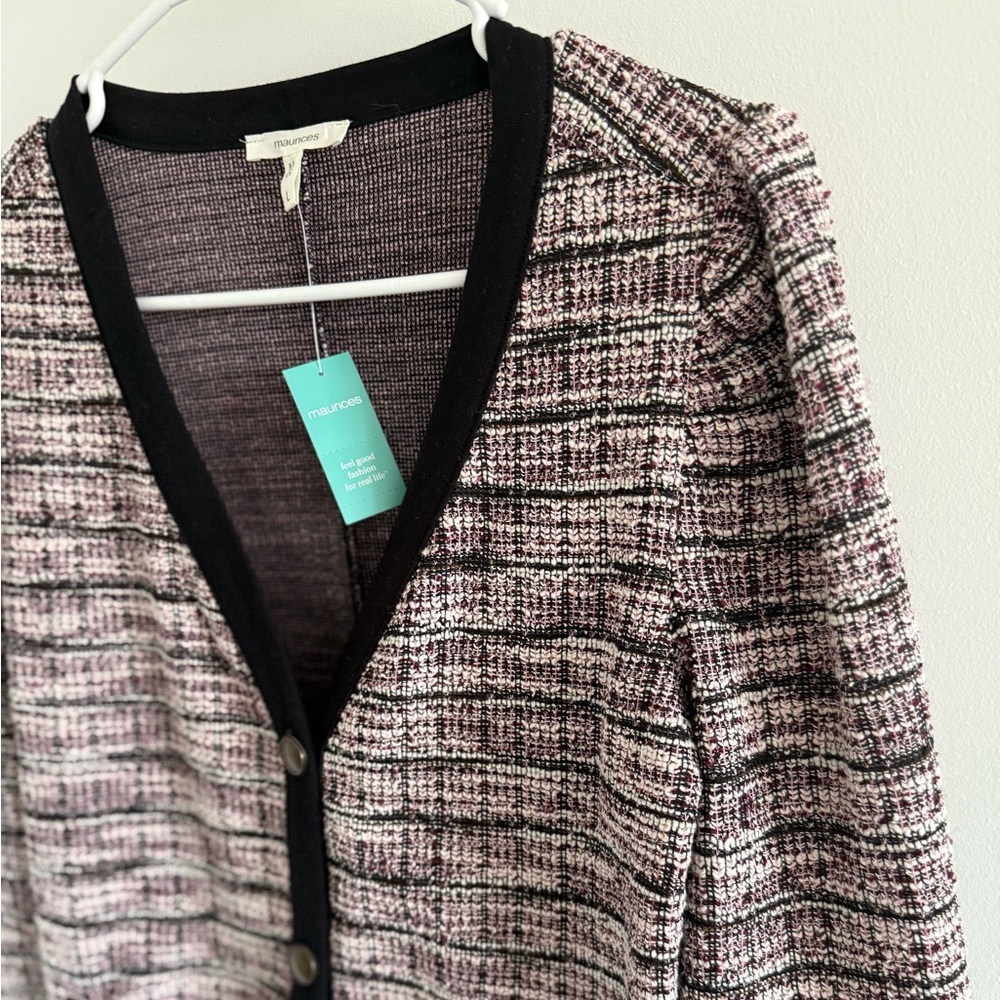 NWT Maurices Cropped Tweed Button Down Cardigan Large - Picture 3 of 6